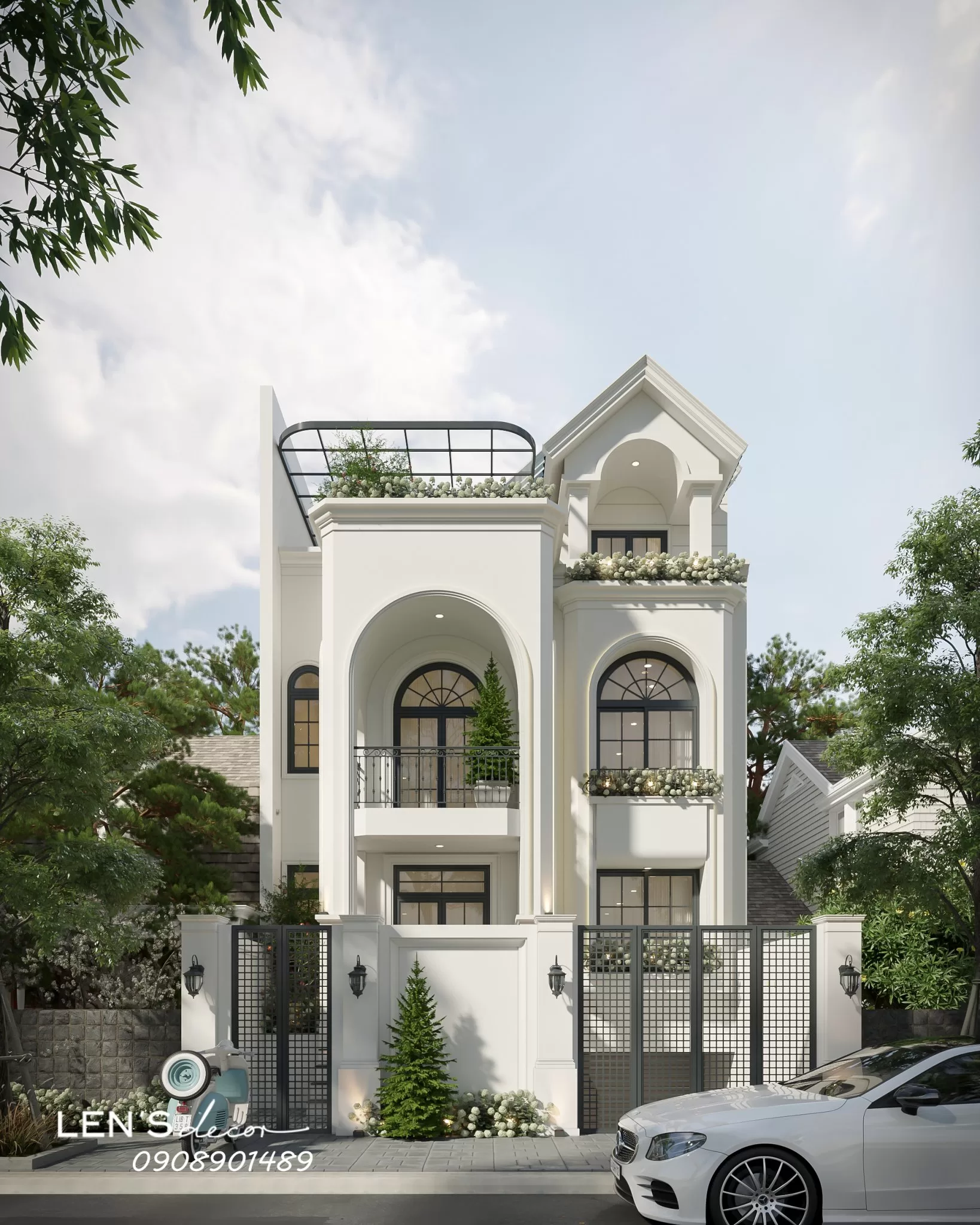 Mẫu villa nhỏ 4 tầng ấn tượng