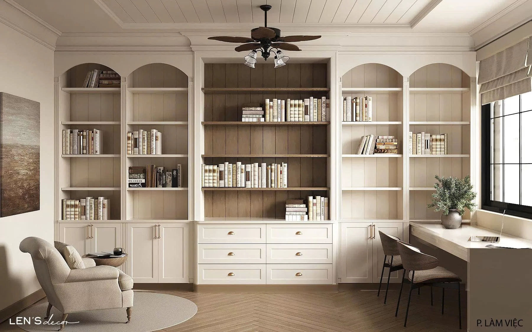 Đặt một chậu cây nhỏ ở bàn làm việc cũng giúp cải thiện tinh thần. 