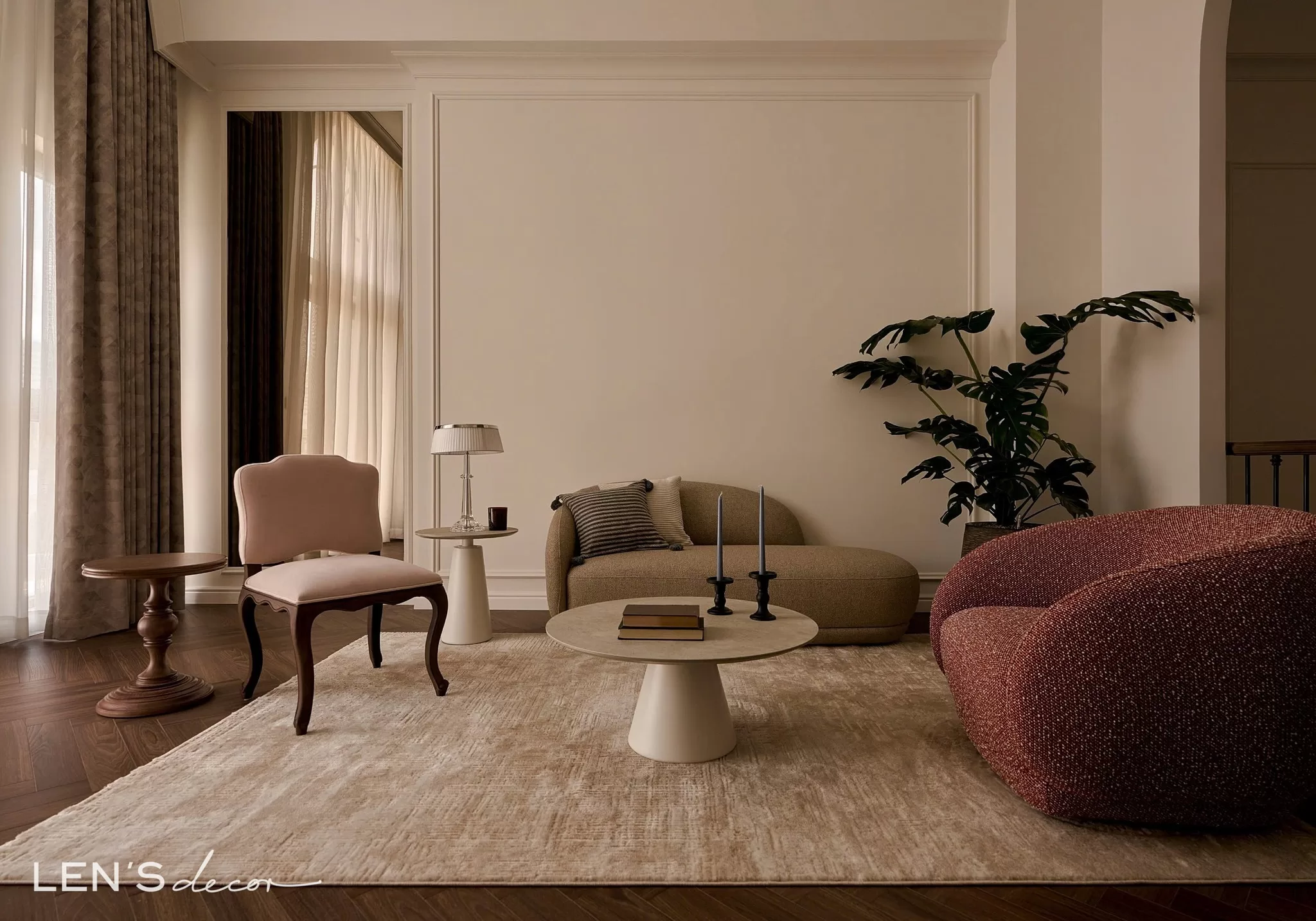 Thảm trải sàn giúp phân tách không gian hiệu quả