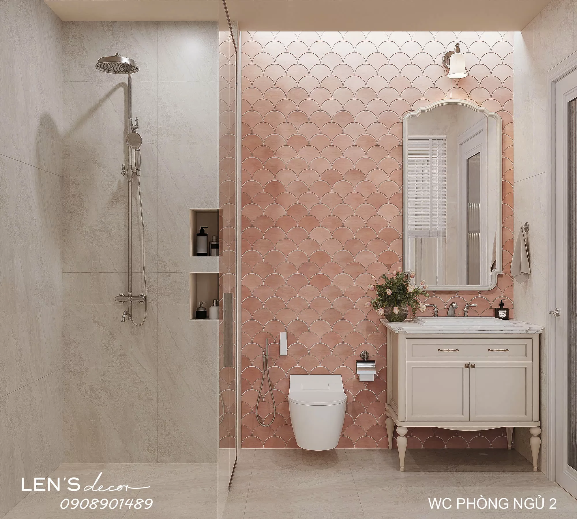 Tạo mảng nhấn sau lavabo