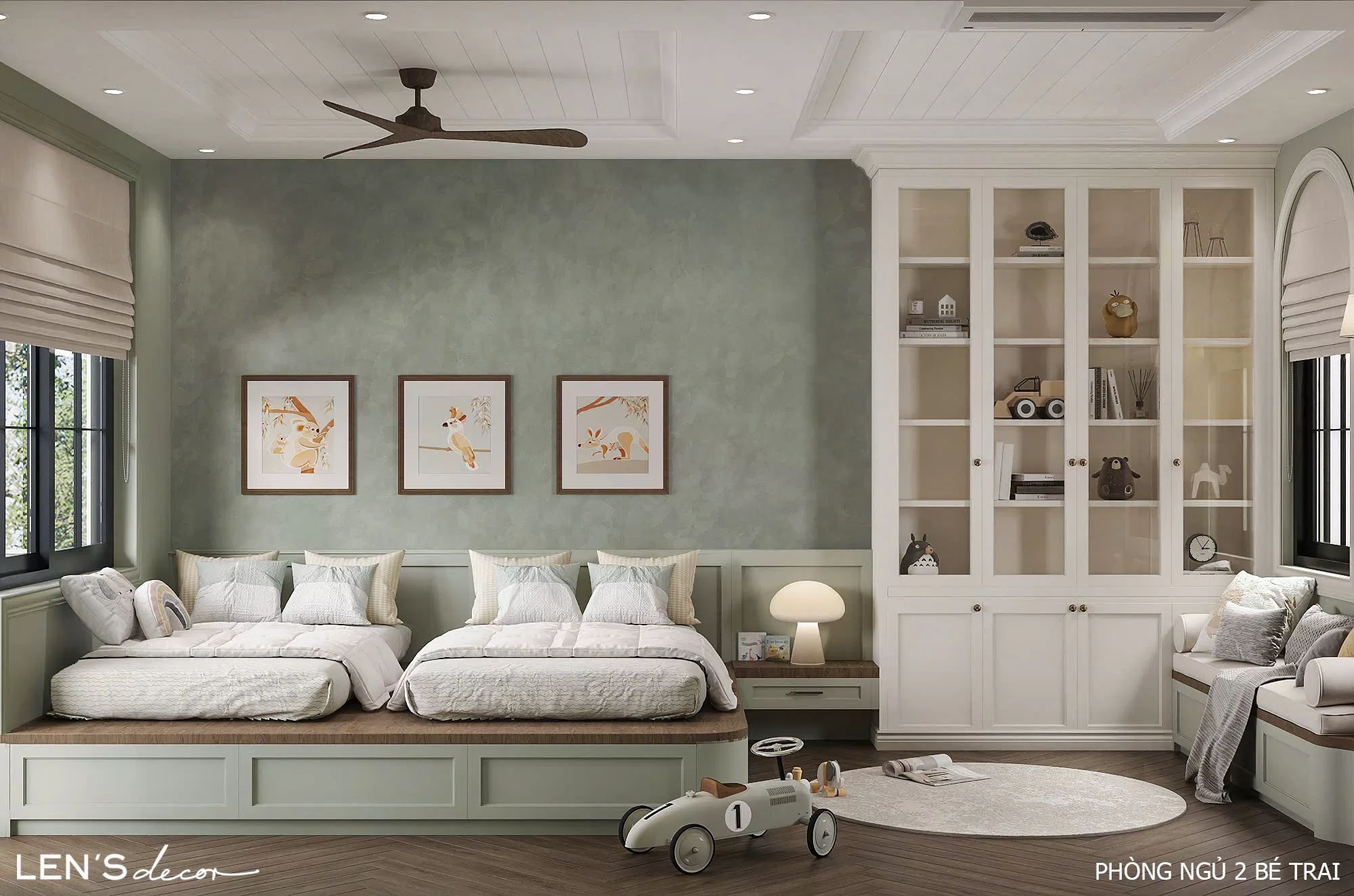 Phòng ngủ 2 bé trai: năng động và ấm áp