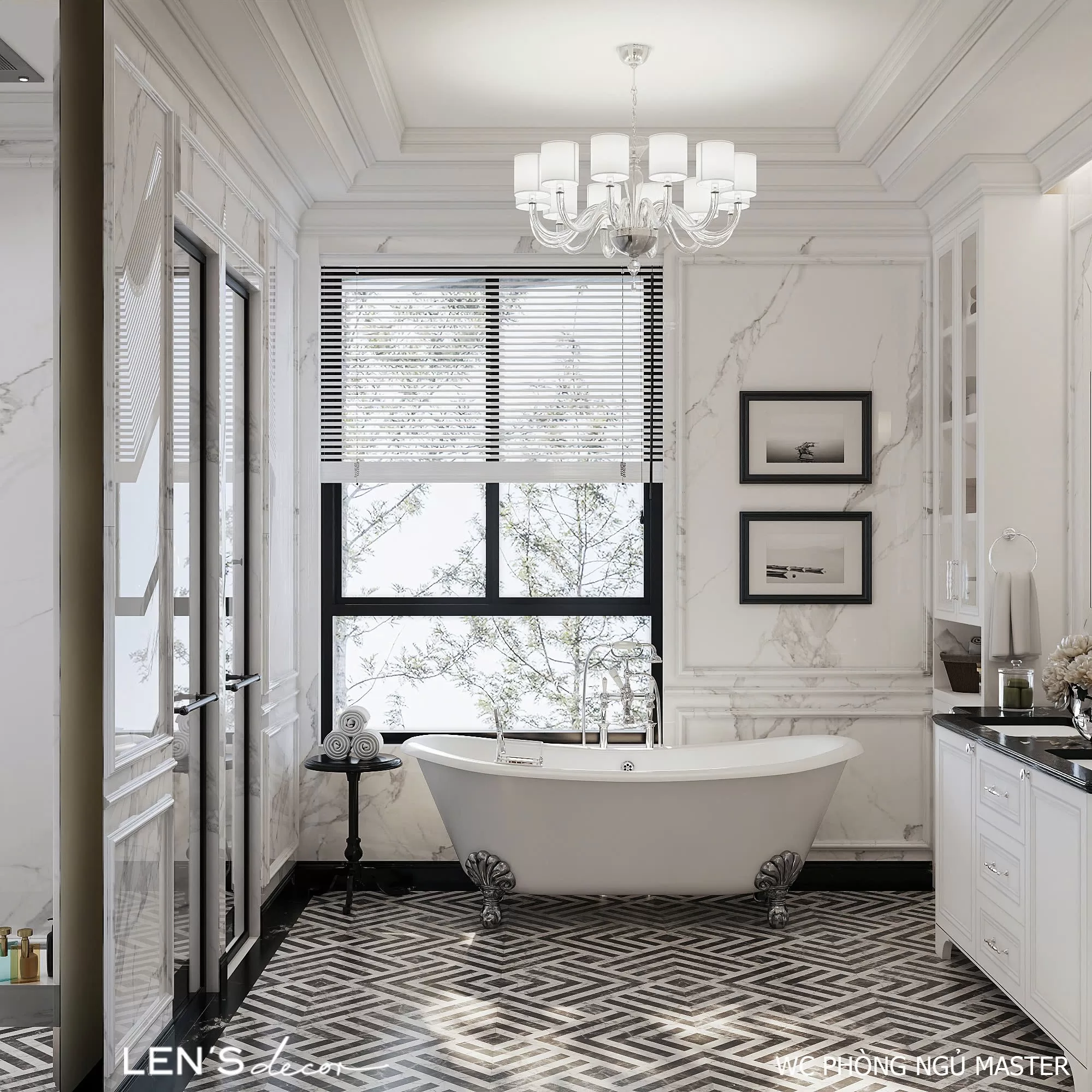 Phòng vệ sinh master cũng đồng bộ về mặt thiết kế