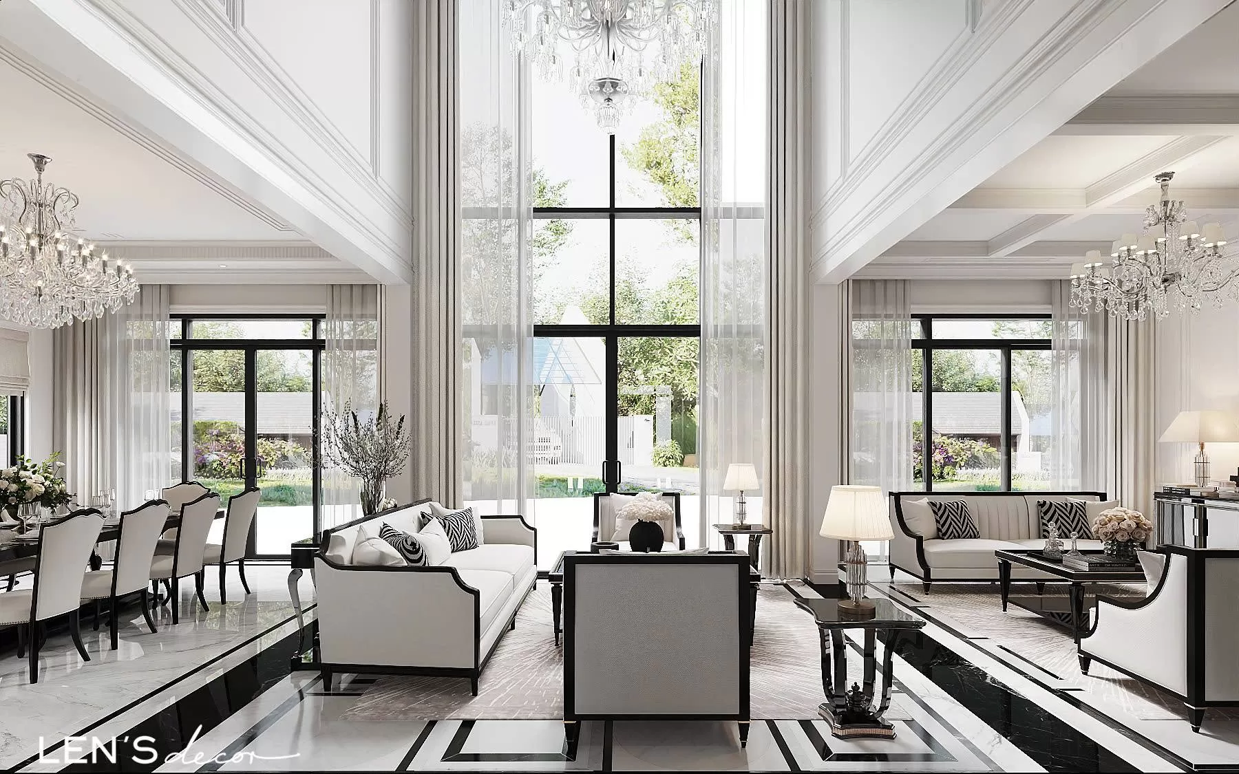 Trông trắng - đen chủ đạo trong thiết kế nội thất biệt thự