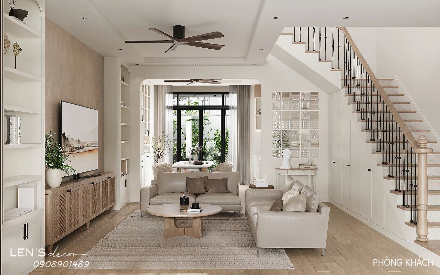 Gạch kính ở khách bếp không làm gián đoạn dòng ánh sáng và tầm nhìn