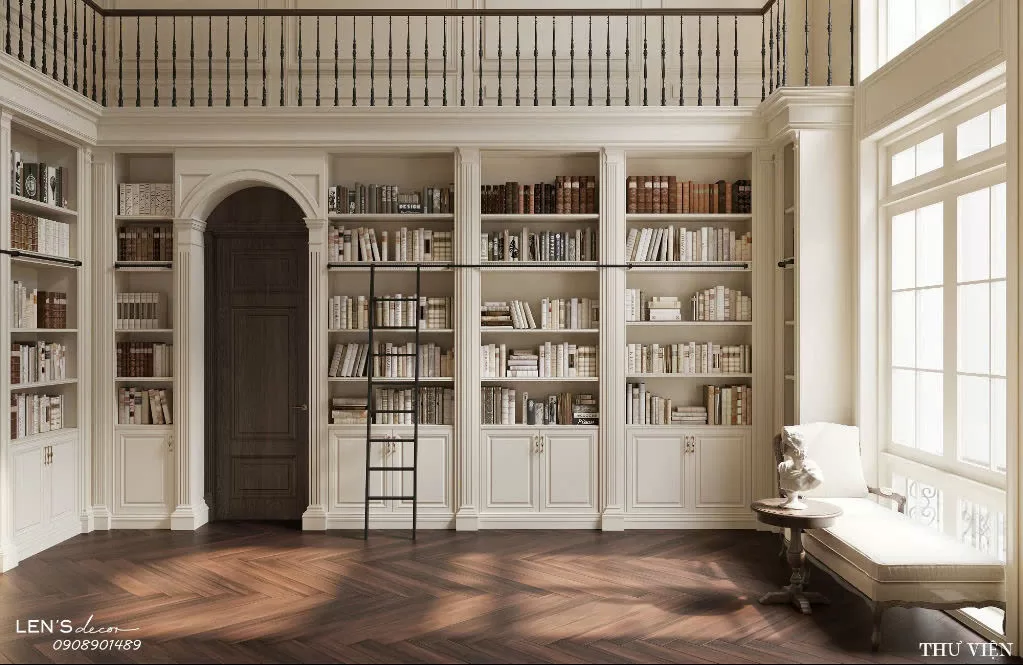 Phòng đọc sách cũng mang một nét riêng, là một phần của không gian sống