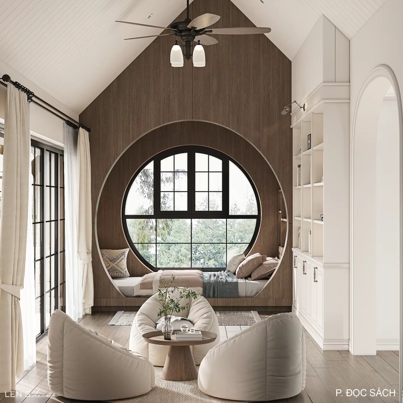 Phòng đọc sách nhỏ đủ để mang đến cảm giác thư giãn