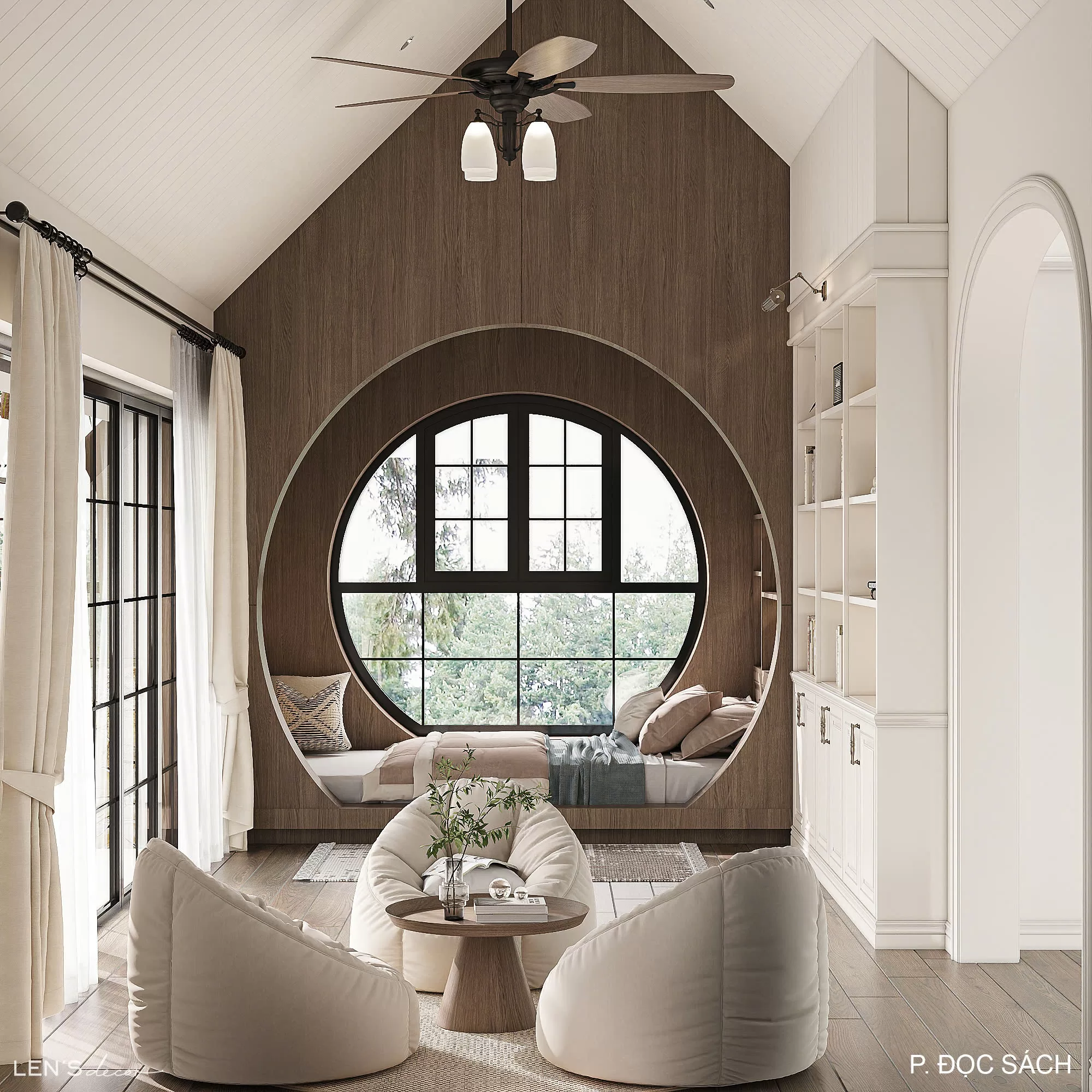 Phòng đọc sách nhỏ đủ để mang đến cảm giác thư giãn