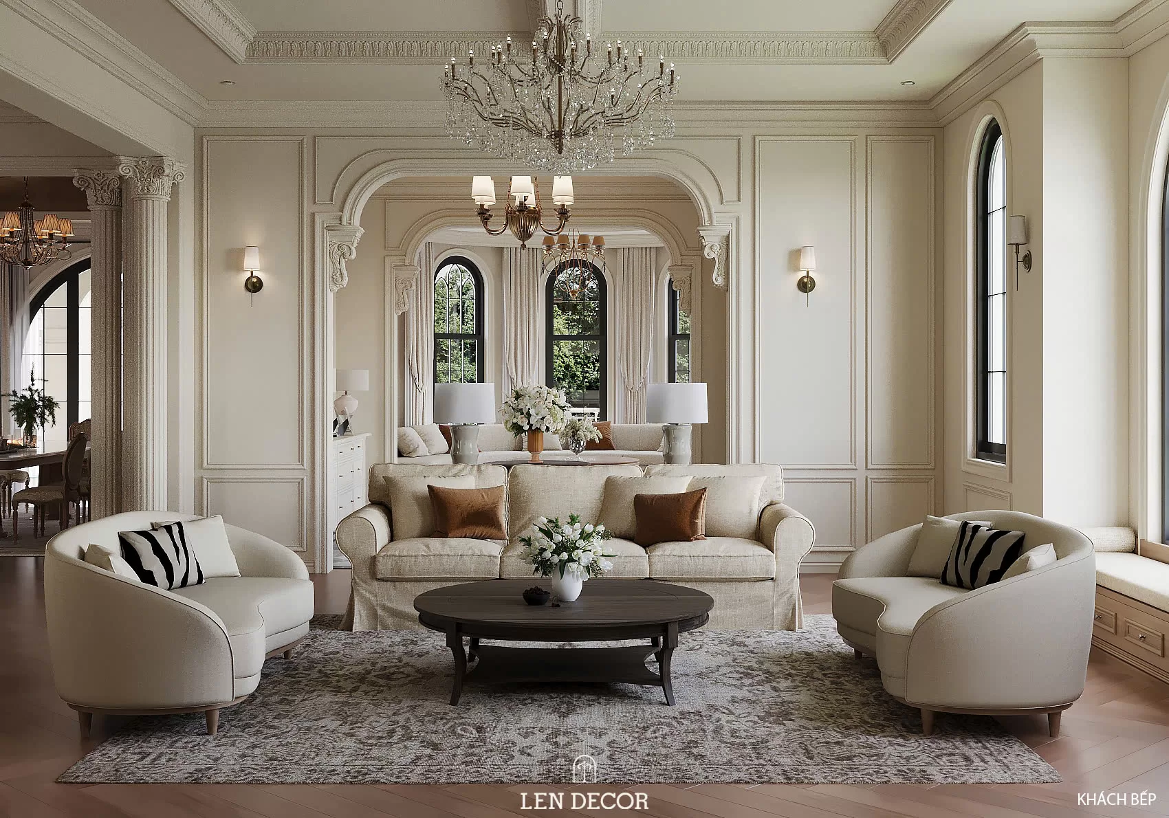 Từ phòng khách của căn Villa Đà Lạt đều đã đậm chất nghệ thuật