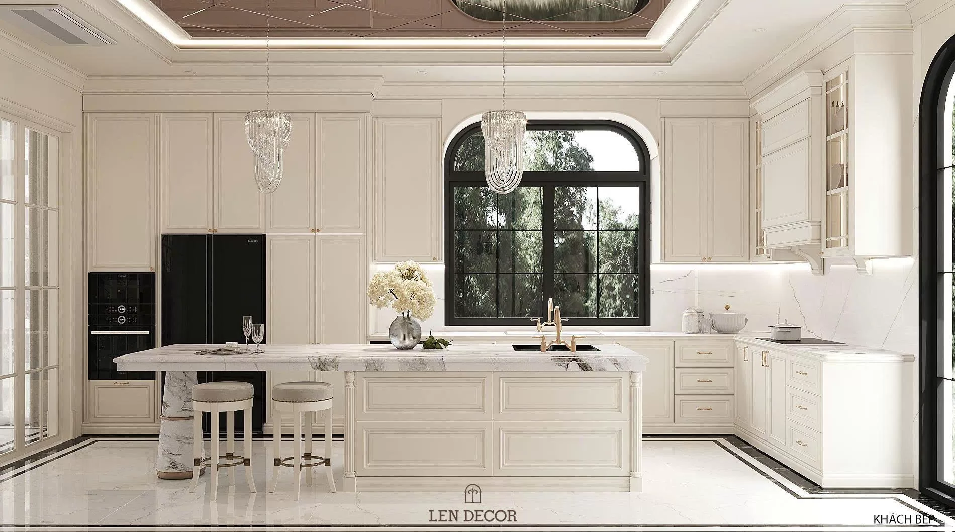 Việc cải tạo nhà bếp này chú trọng vào sự gọn gàng, thanh lịch
