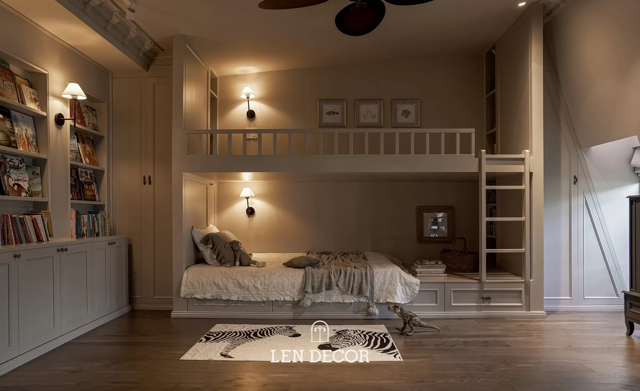 Thiết kế phòng ngủ cho 2 bé được đo đạc chuẩn, tiết kiệm không gian